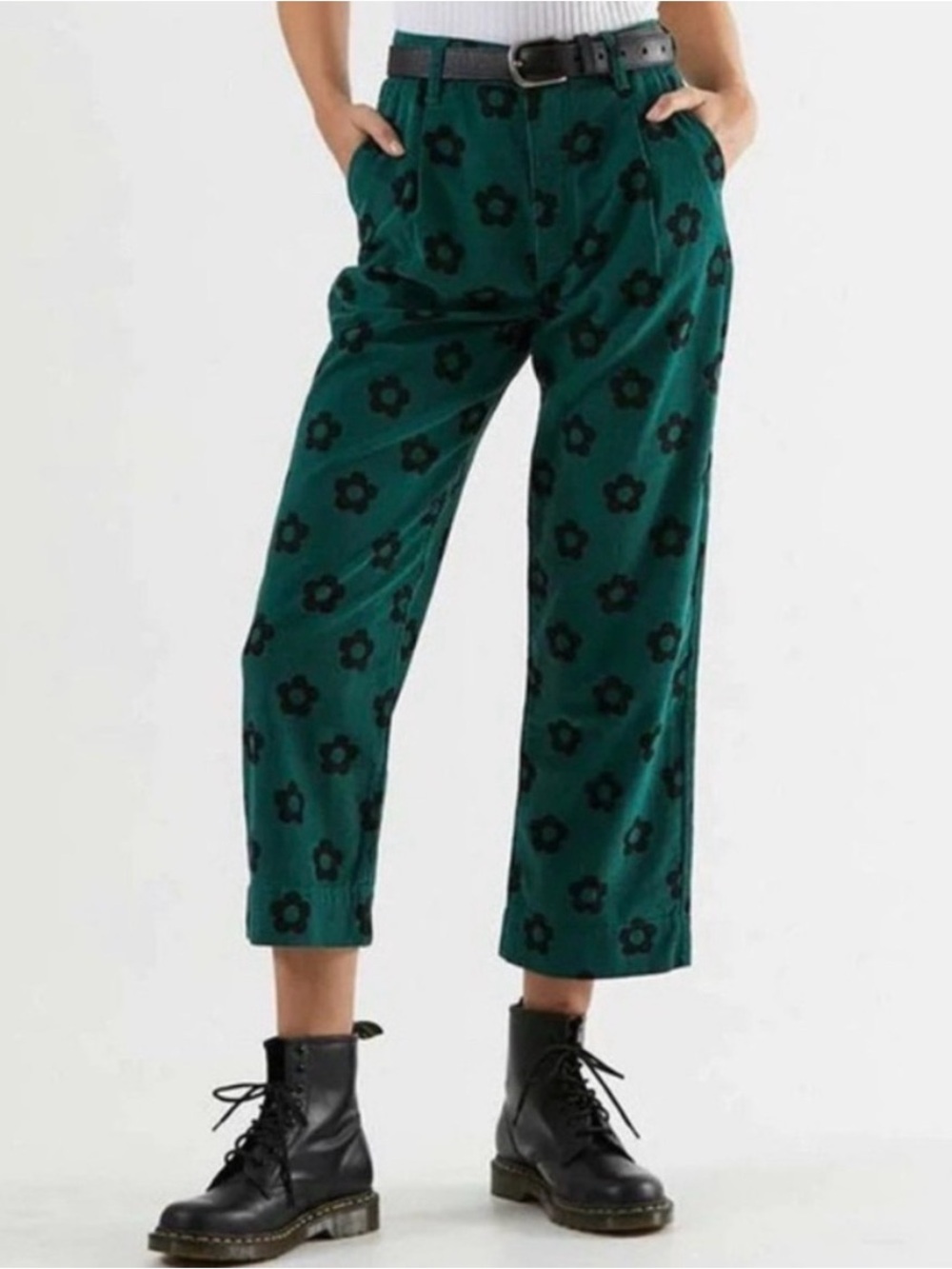 Afends Green Cherrie Corduroy Wide Leg Pants Size 4